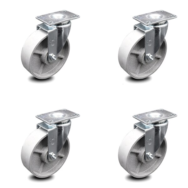 Service Caster 5 Inch Semi Steel Wheel Swivel Top Plate Caster Set SCC-20S515-SSR-4 - main